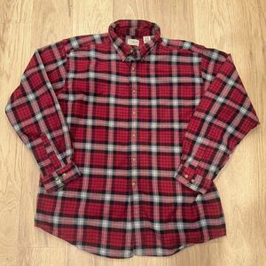 L.L. Bean Northwoods Flannel Red Black Heayweight Canada Men’s XL OMT30